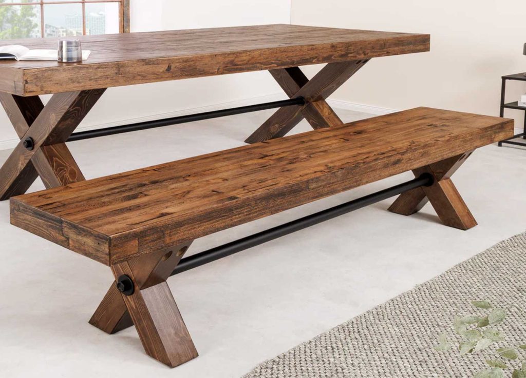 Banc de table en bois de pin Malaya