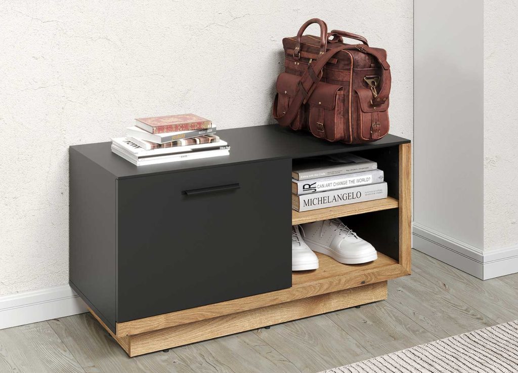 Banc d'entrée gris anthracite et chêne