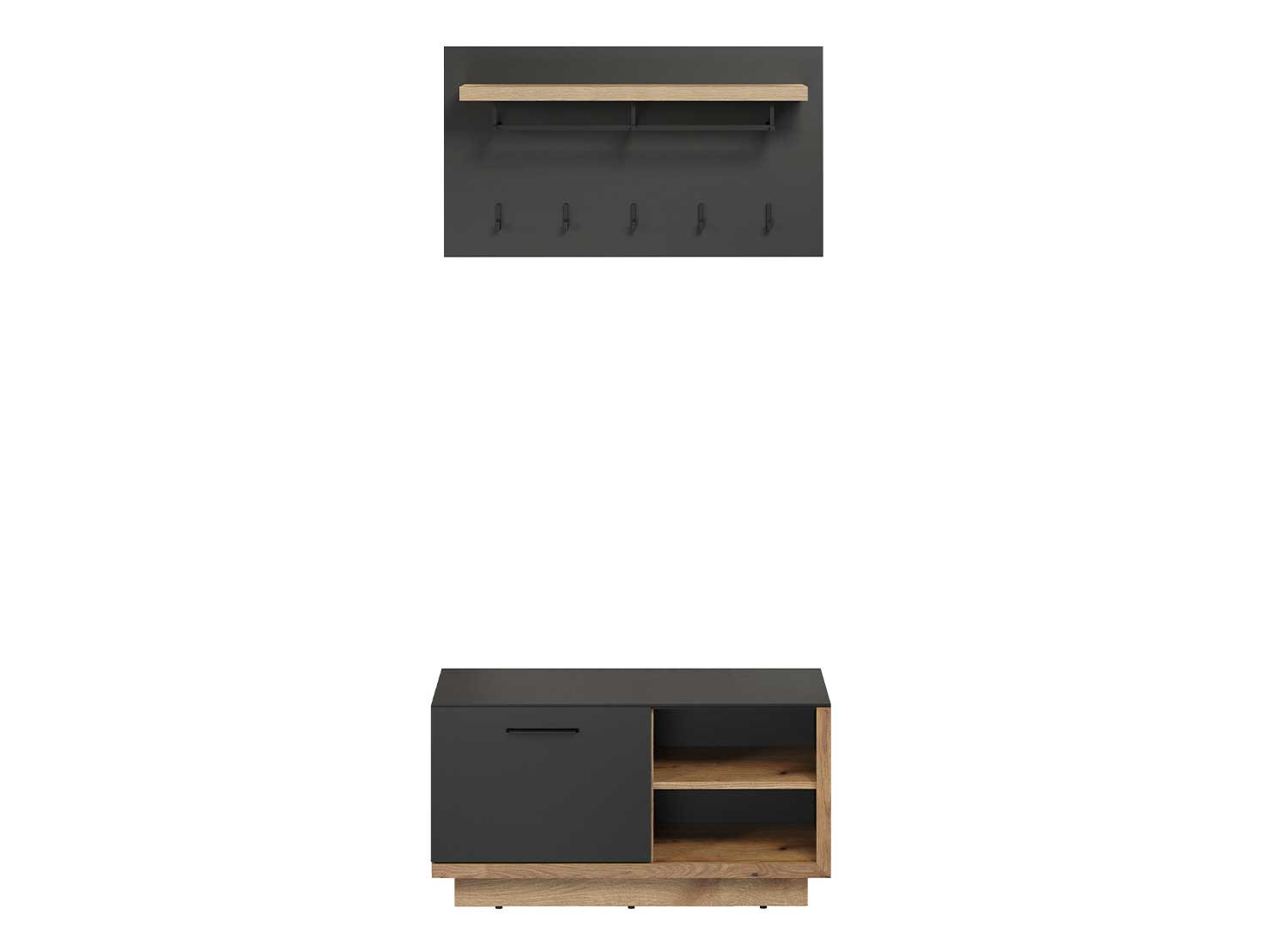 Banc d'entrée gris anthracite et chêne