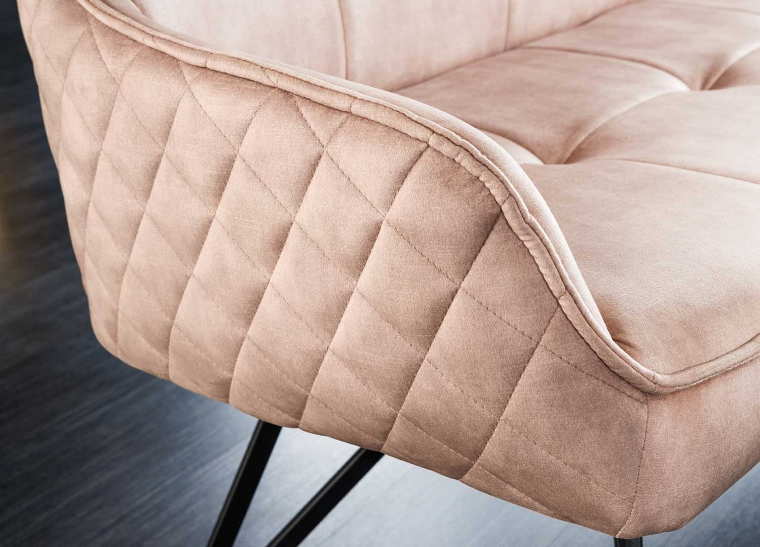 Banc design en velours grège