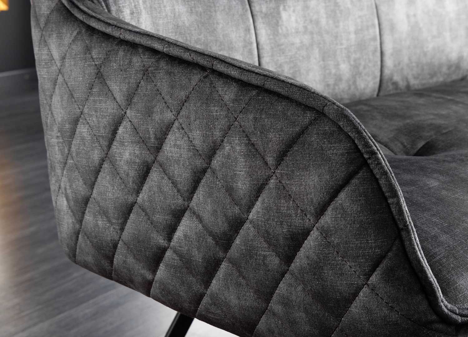 Banc design en velours gris foncé