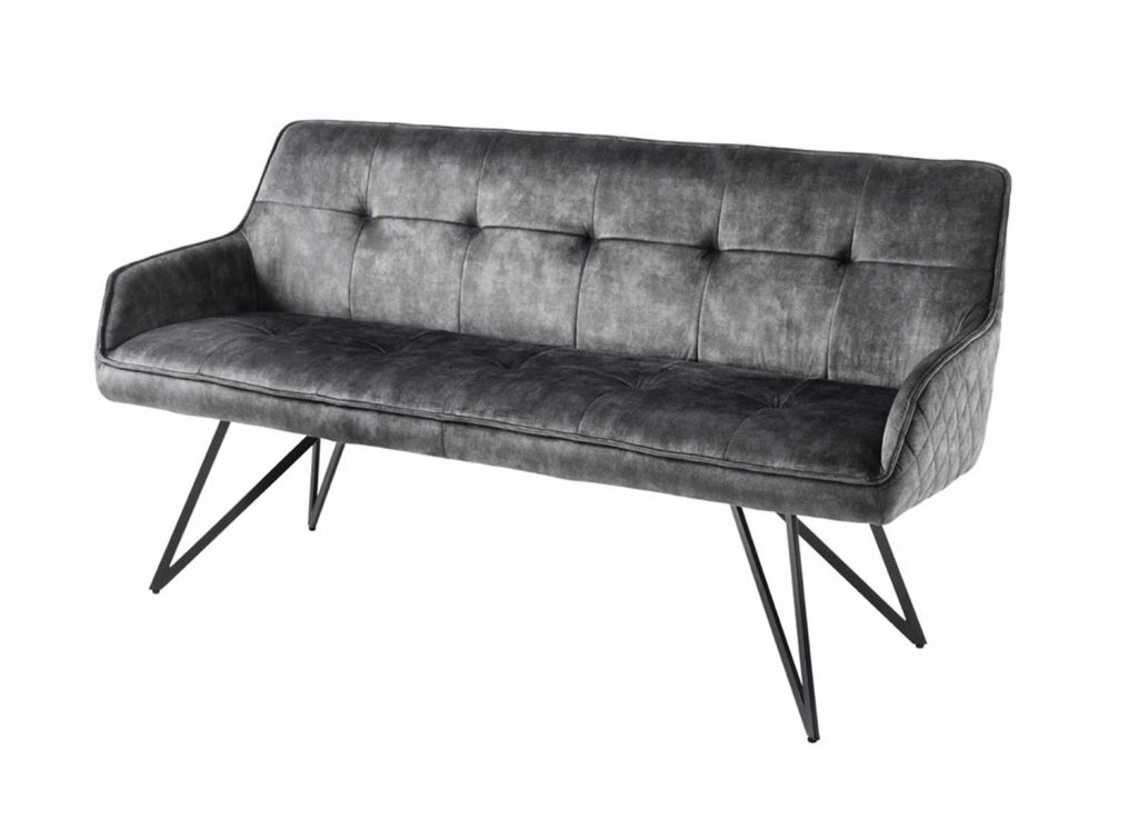 Banc design en velours gris foncé