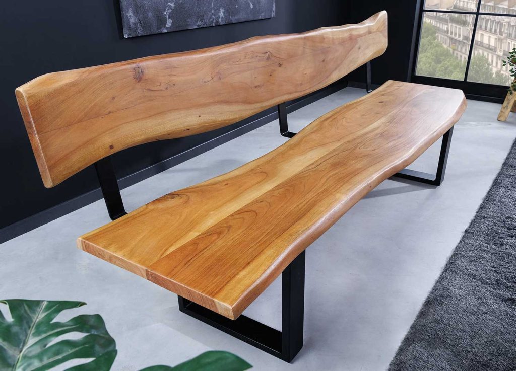 Banc en bois d'acacia 200 cm avec dossier Solena