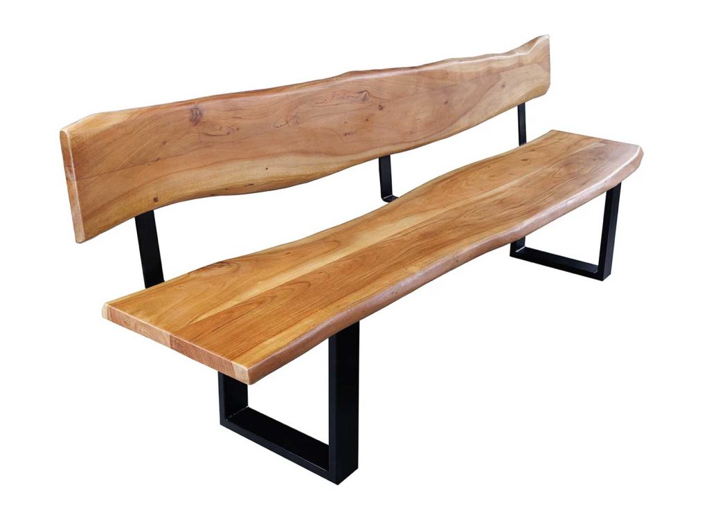 Banc en bois d'acacia 200 cm avec dossier Solena