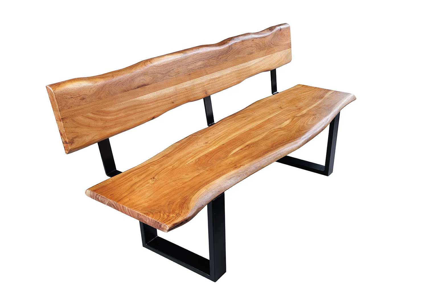 Banc en bois massif 160 cm avec dossier Nivor