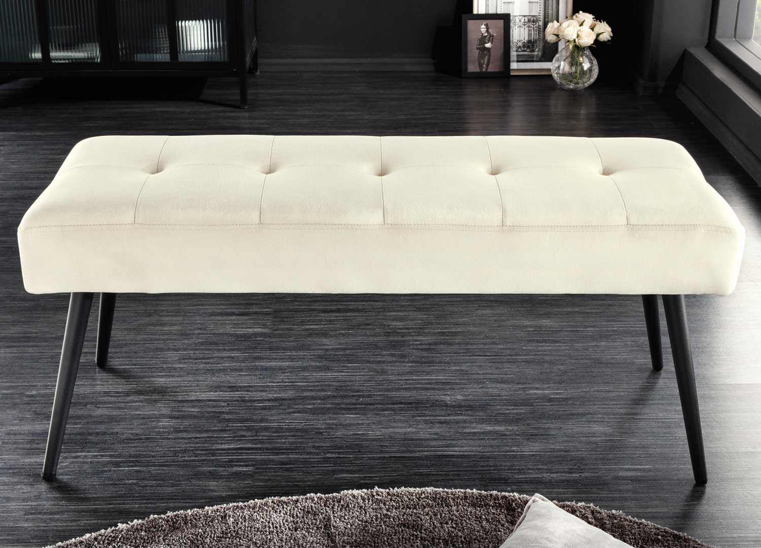Banc en velours champagne 1m