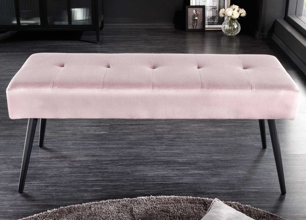 Banc en velours rose 1m