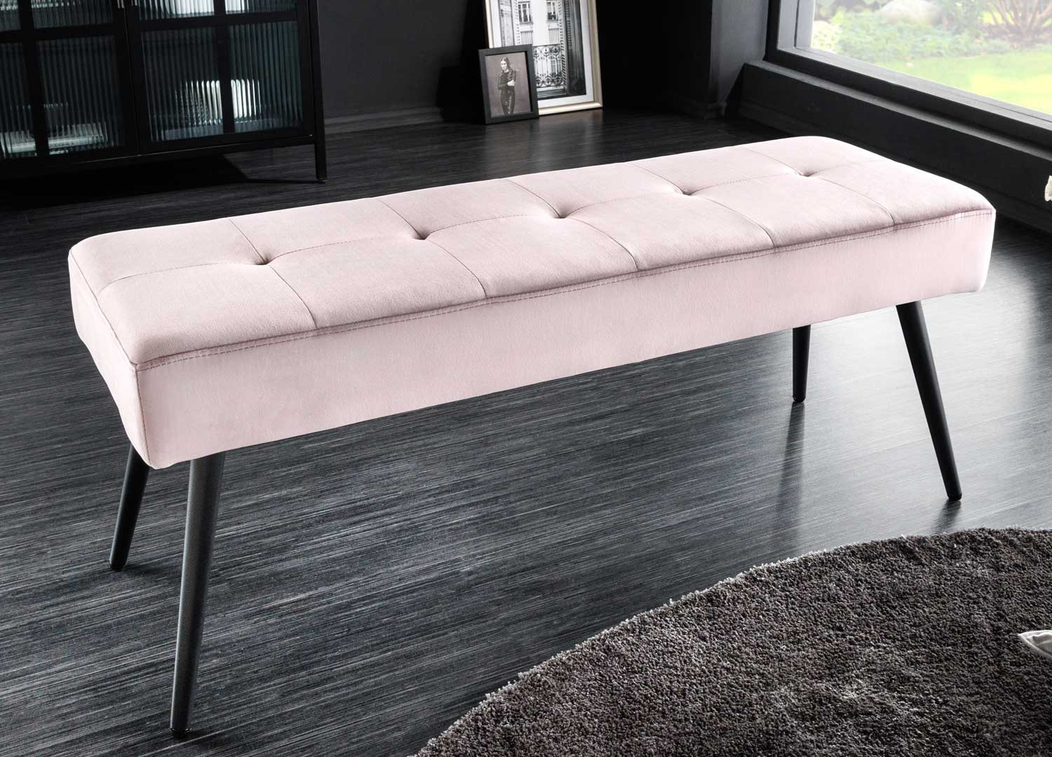 Banc en velours rose 1m