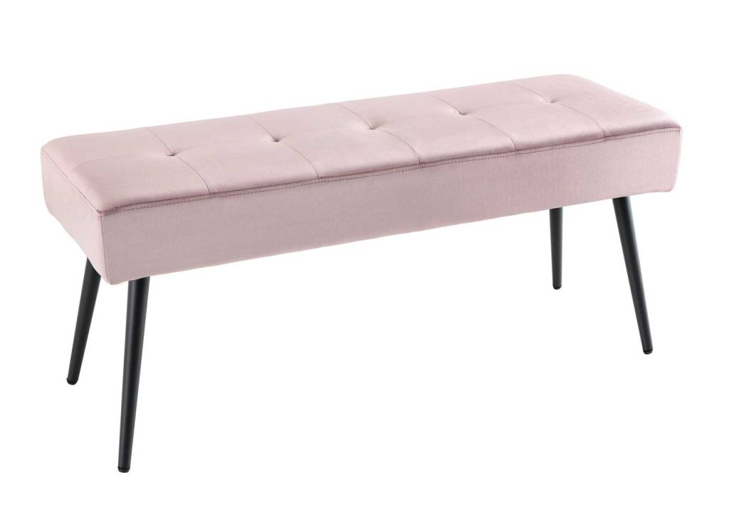 Banc en velours rose 1m
