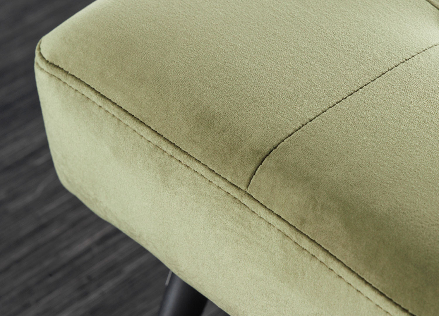 Banc en velours vert olive 1m