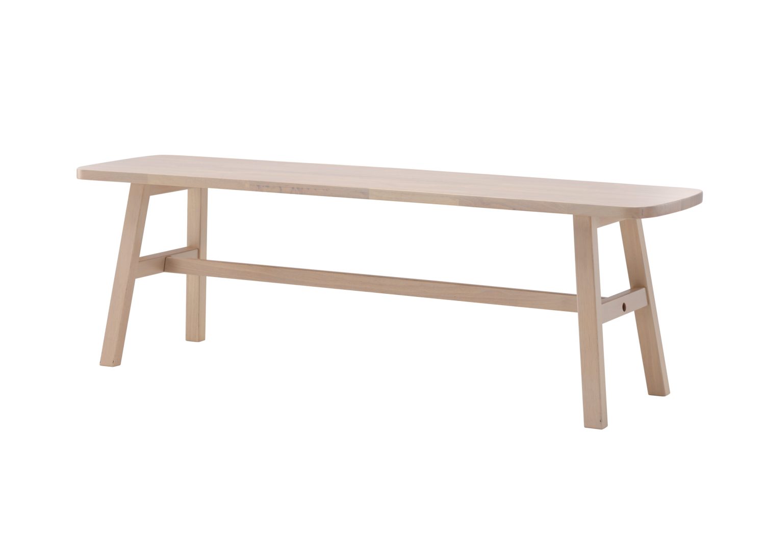 Banc de salle à manger Hälsö bois d’hévéa blanchi 140 cm vu sous un autre angle