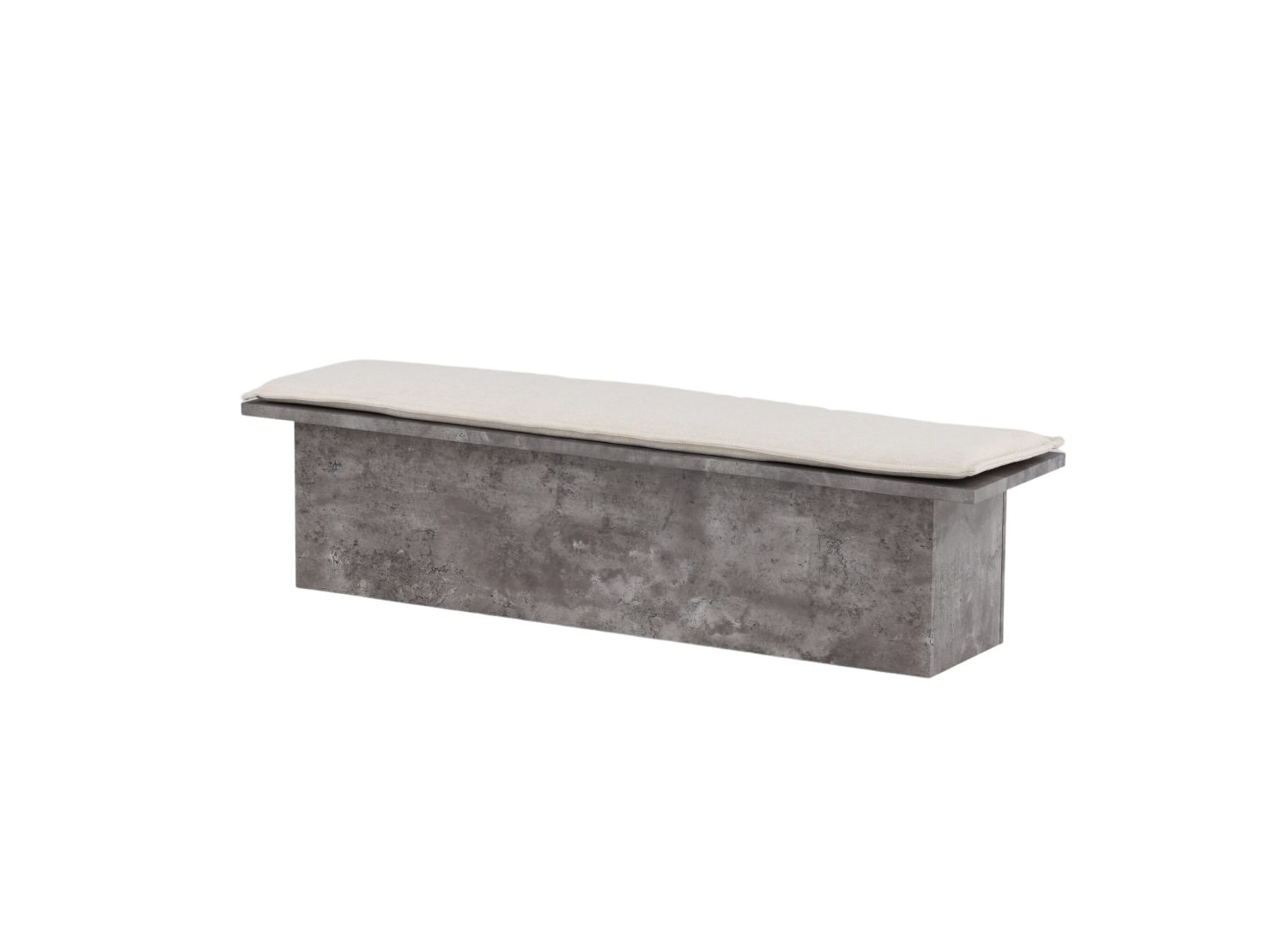 Banc de salle à manger Kellogg tissu polyester effet lin blanc 160 cm vu sous un autre angle