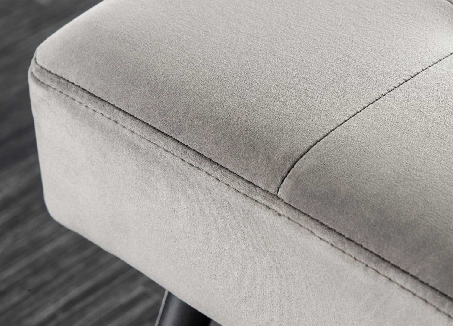 Banc moderne en velours gris 1m