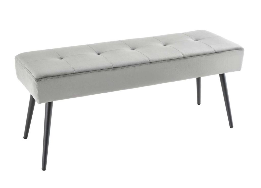 Banc moderne en velours gris 1m