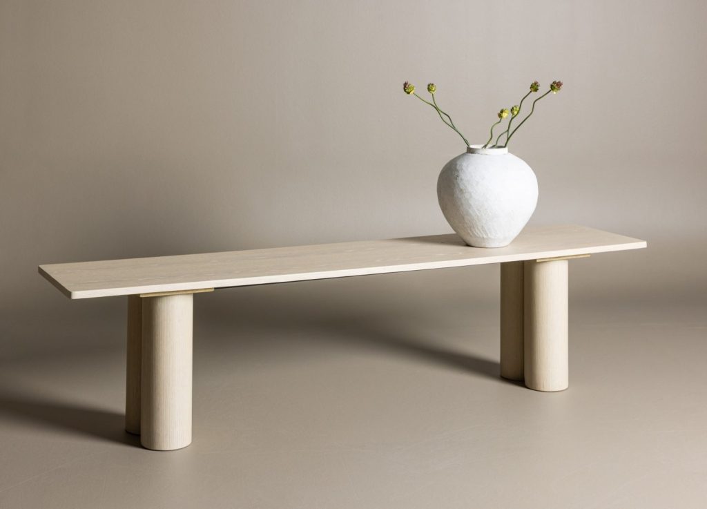 Banc de salle à manger Olivia MDF blanchi 180 cm mis en scène dans un intérieur