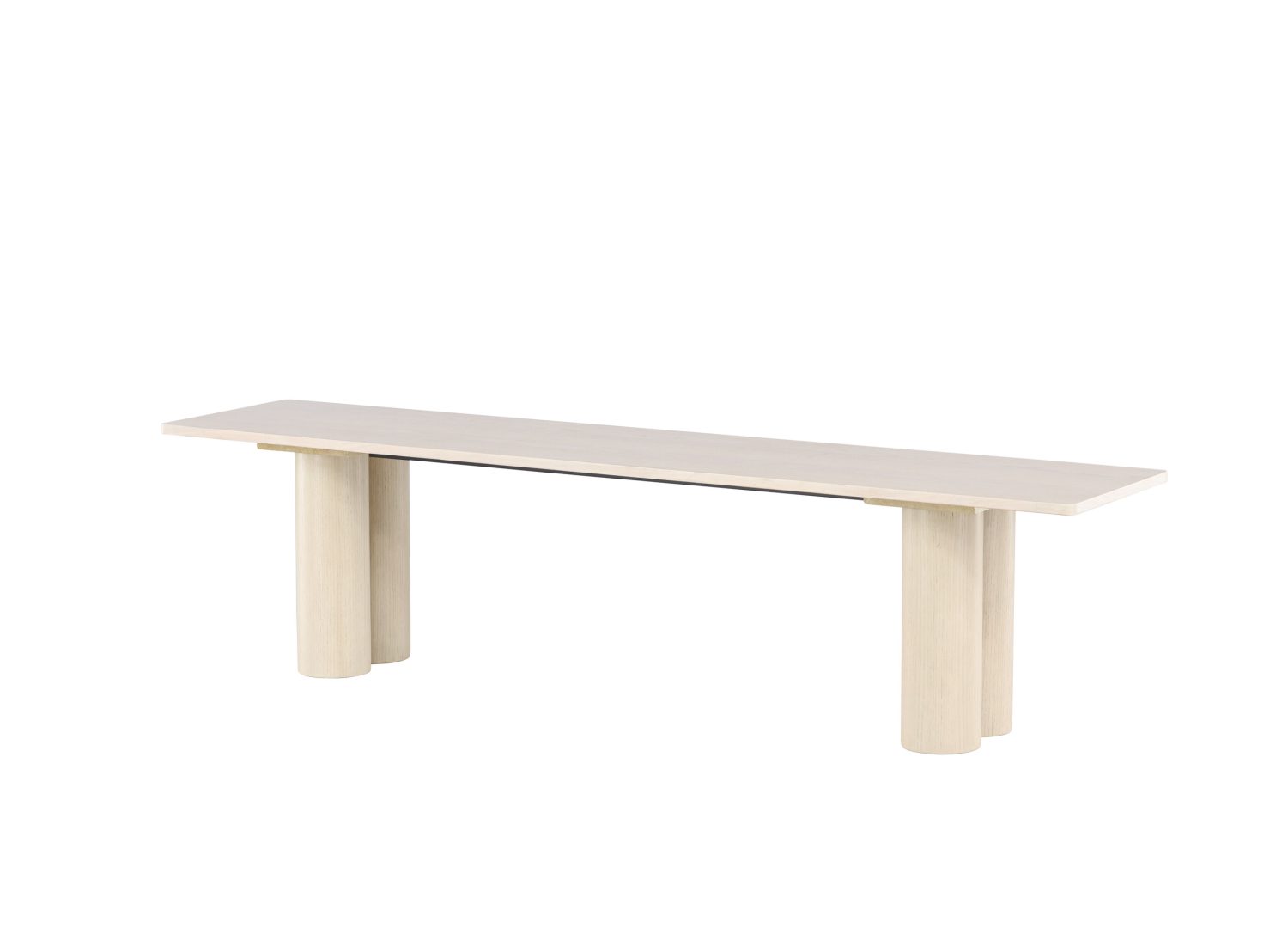 Banc de salle à manger Olivia MDF blanchi 180 cm vu sous un autre angle