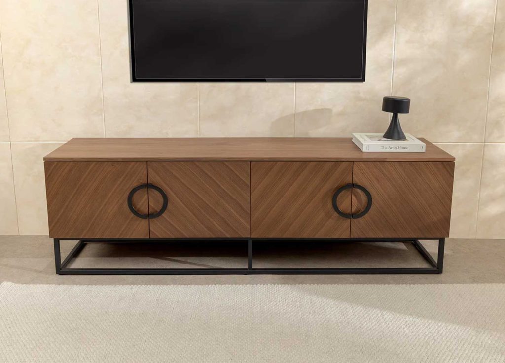 Banc TV moderne 180 cm aspect noyer Irma