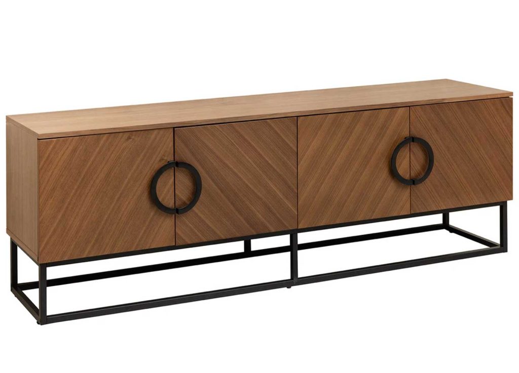 Banc TV moderne 180 cm aspect noyer Irma