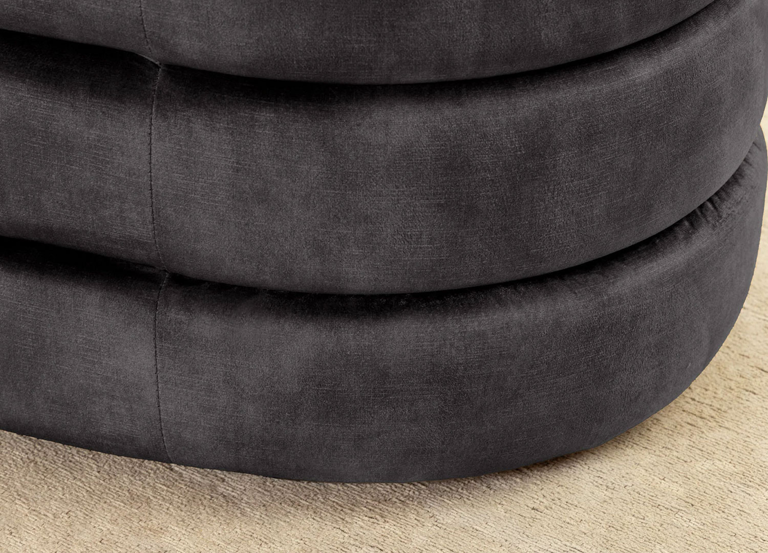 Banquette coffre velours gris avec rangement Hope