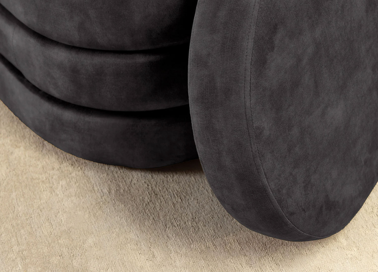 Banquette coffre velours gris avec rangement Hope