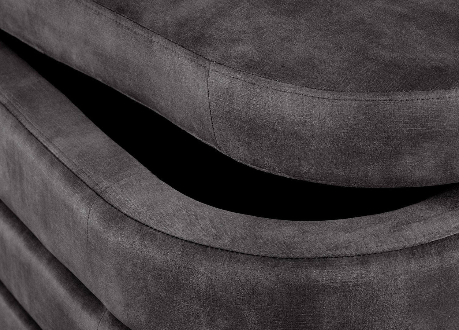 Banquette coffre velours gris avec rangement Hope