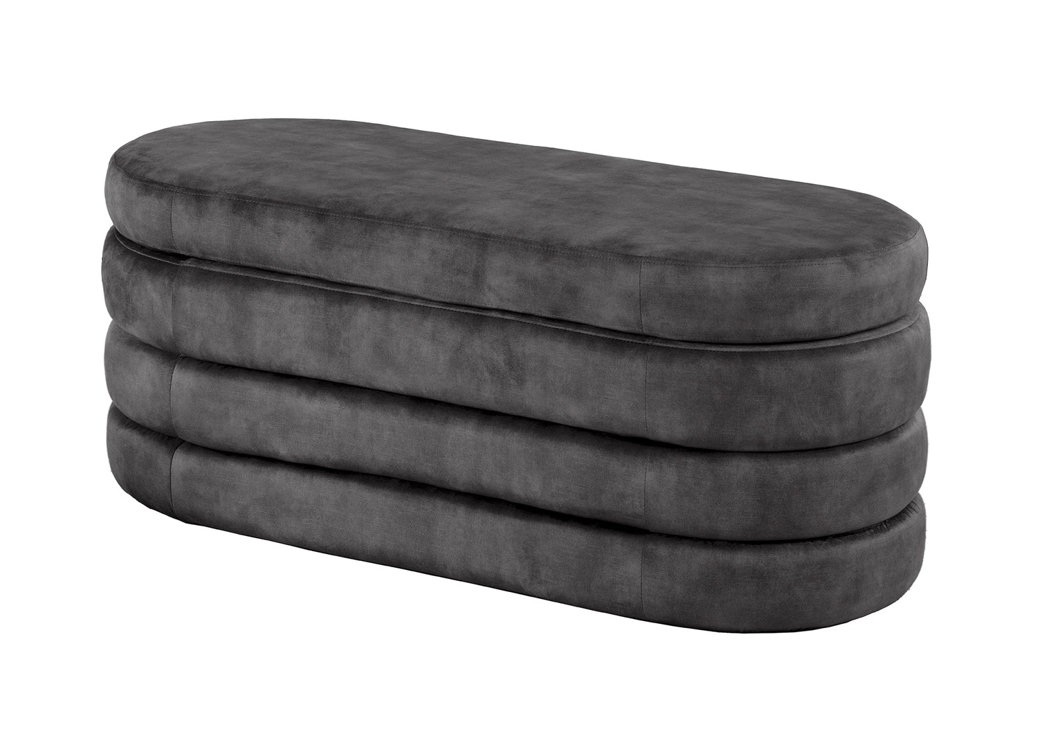 Banquette coffre velours gris avec rangement Hope
