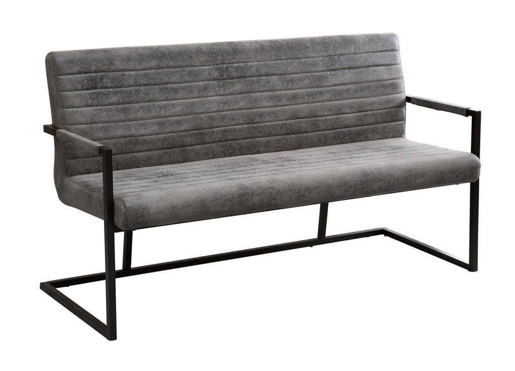 Banquette design avec accoudoirs gris vintage 160 cm