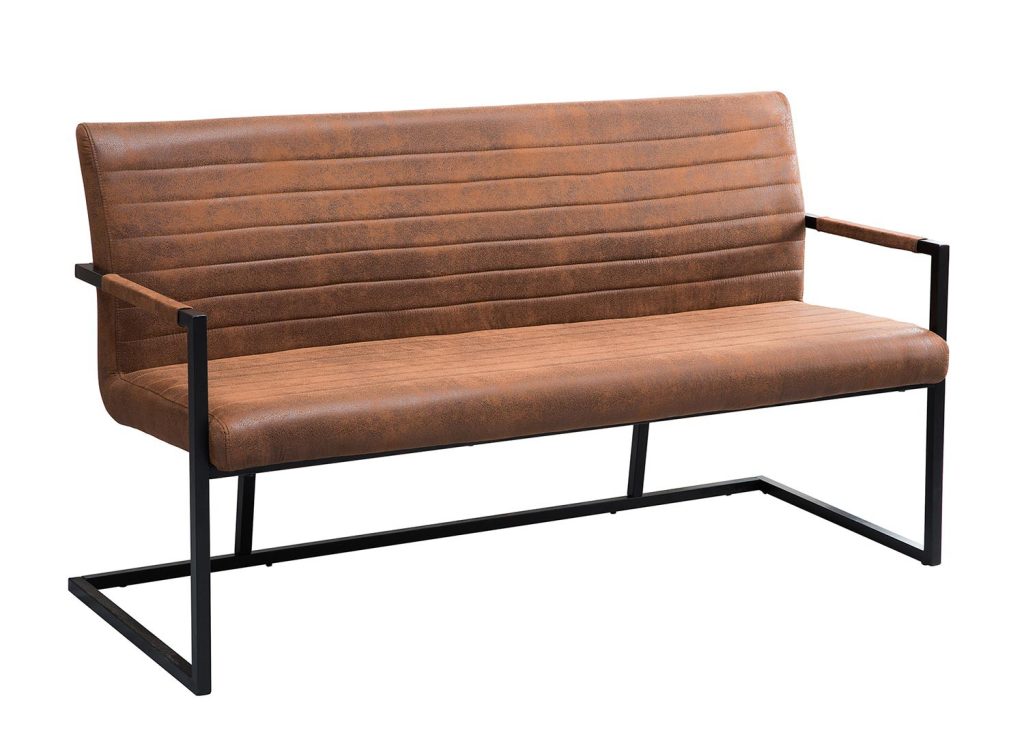 Banquette design avec accoudoirs marron vintage 160 cm