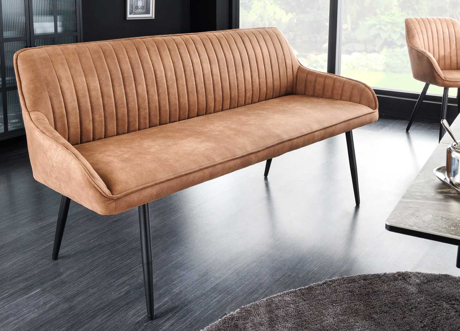 Banquette design marron avec accoudoirs 160 cm Issa