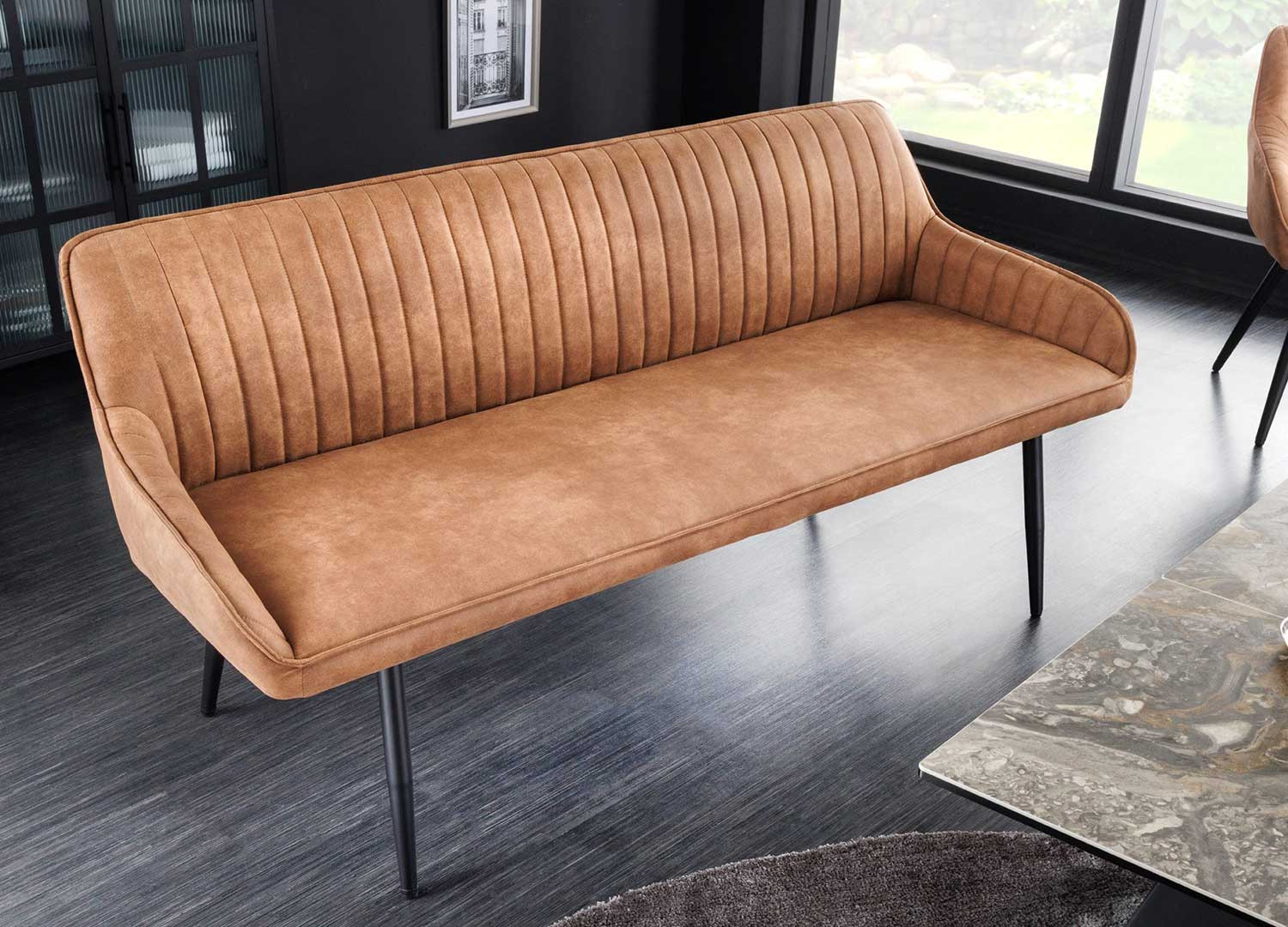 Banquette design marron avec accoudoirs 160 cm Issa
