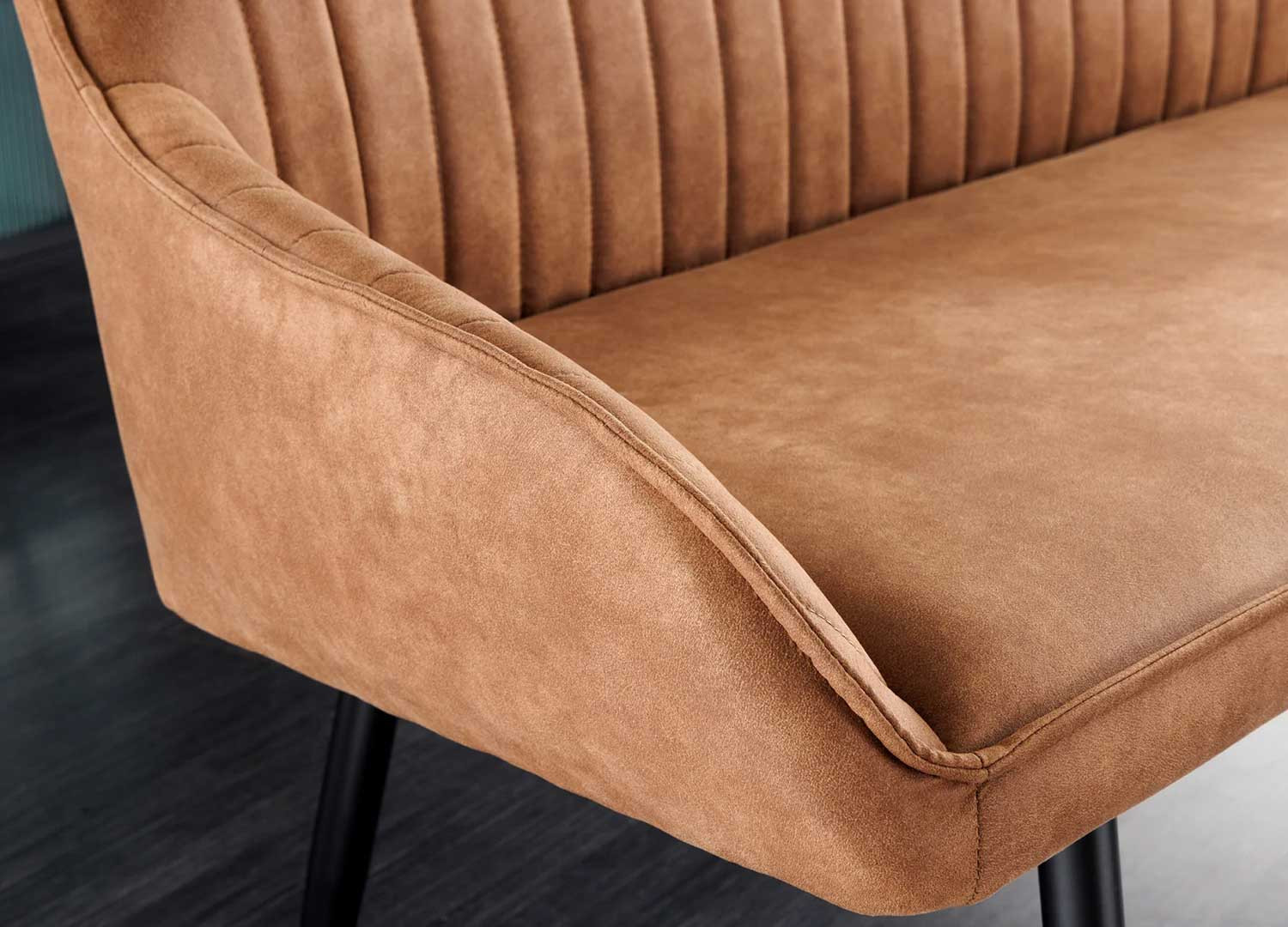 Banquette design marron avec accoudoirs 160 cm Issa