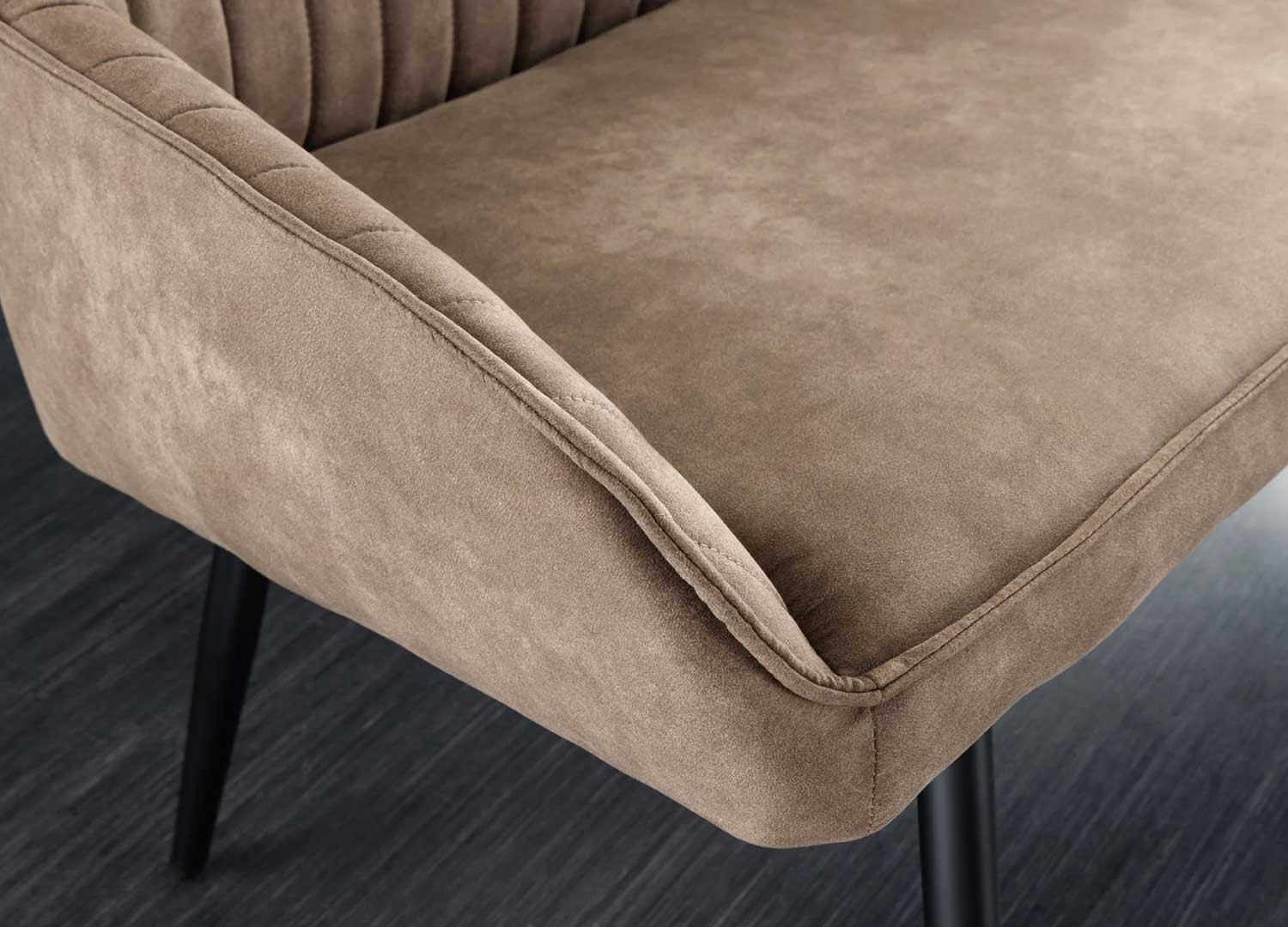 Banquette design taupe avec accoudoirs 160 cm Issa
