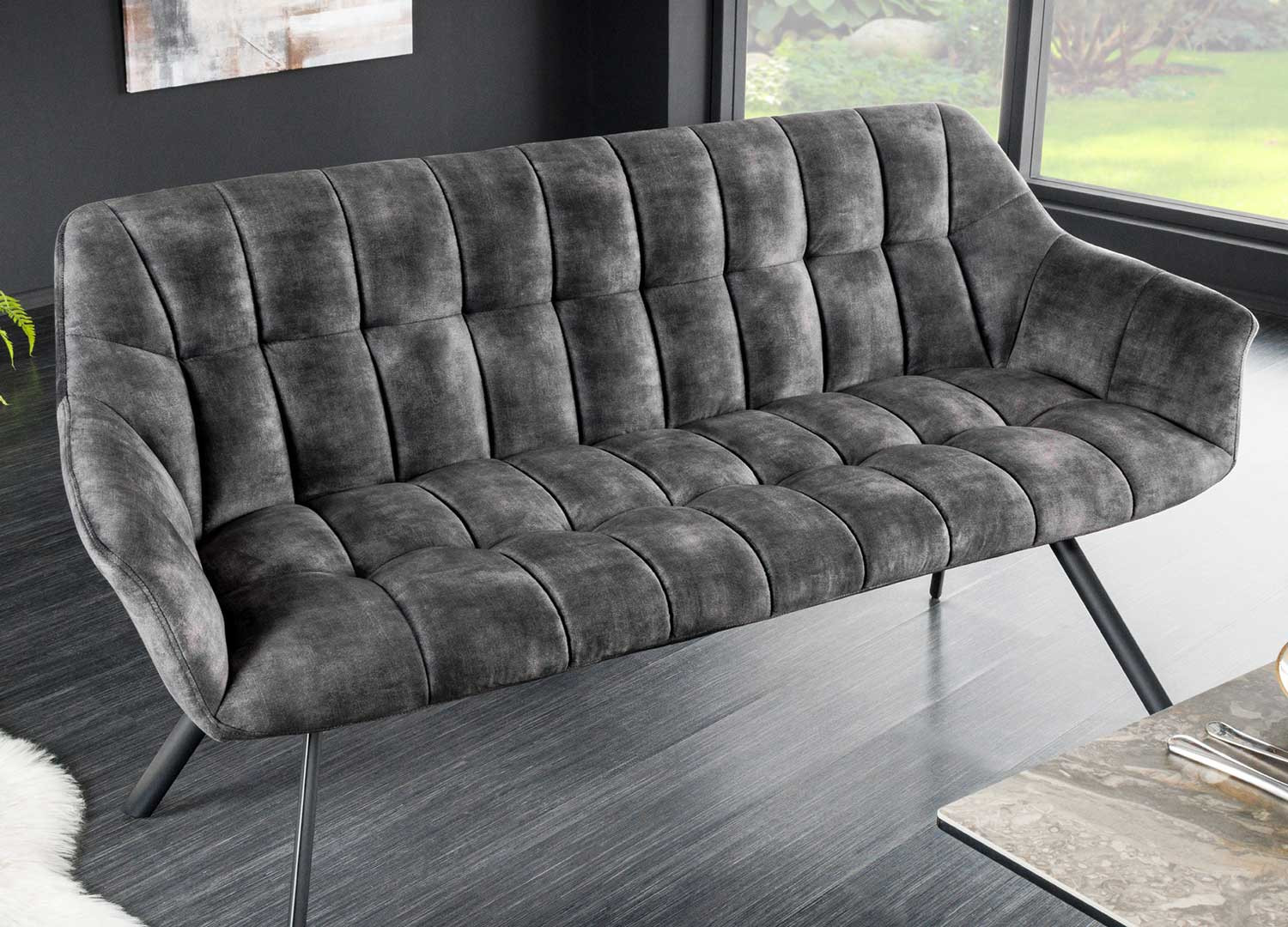Banquette papillon 165 cm velours gris