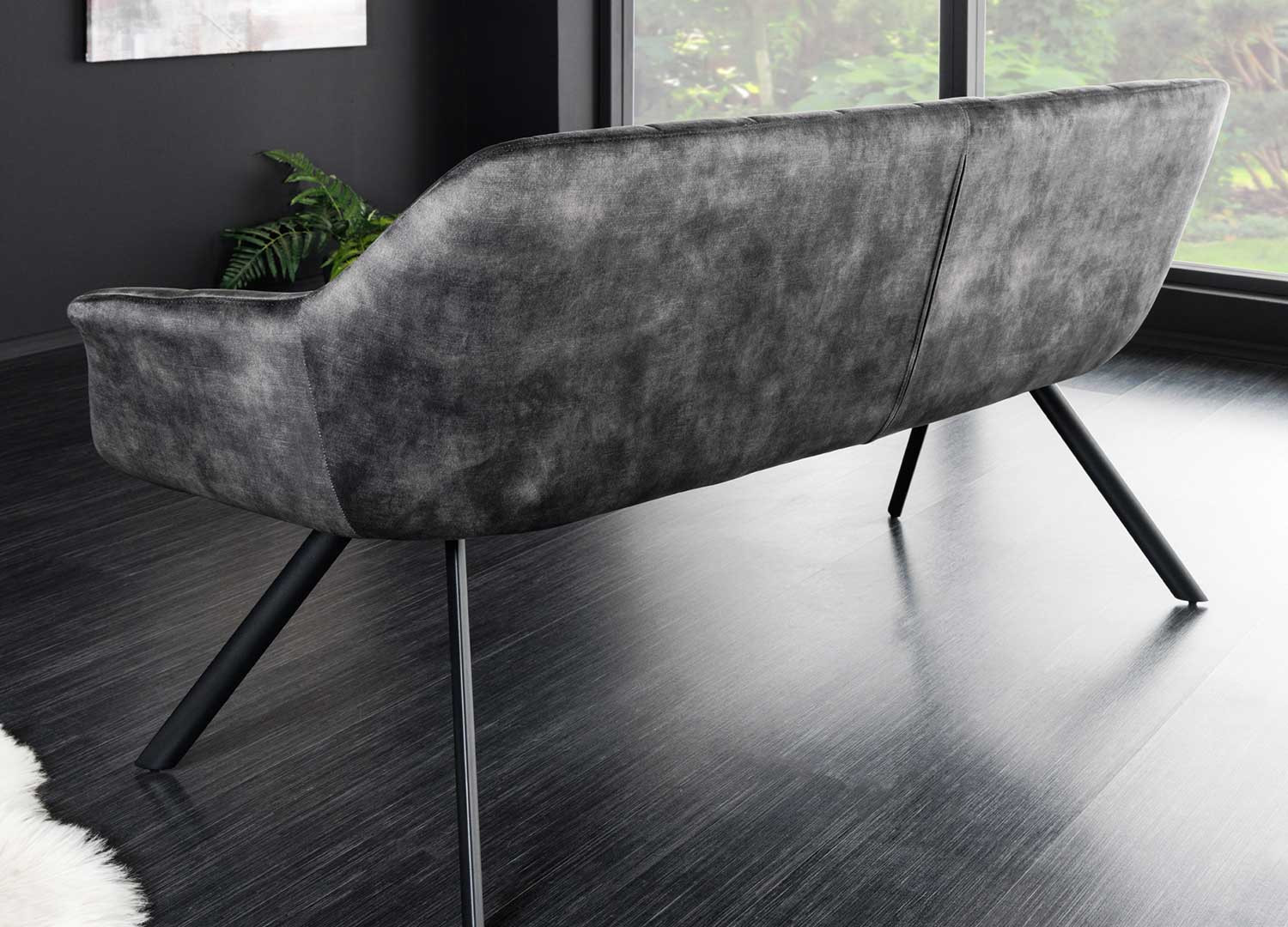 Banquette papillon 165 cm velours gris