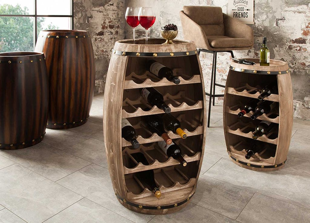 Bar tonneau en bois de sapin 23 bouteilles