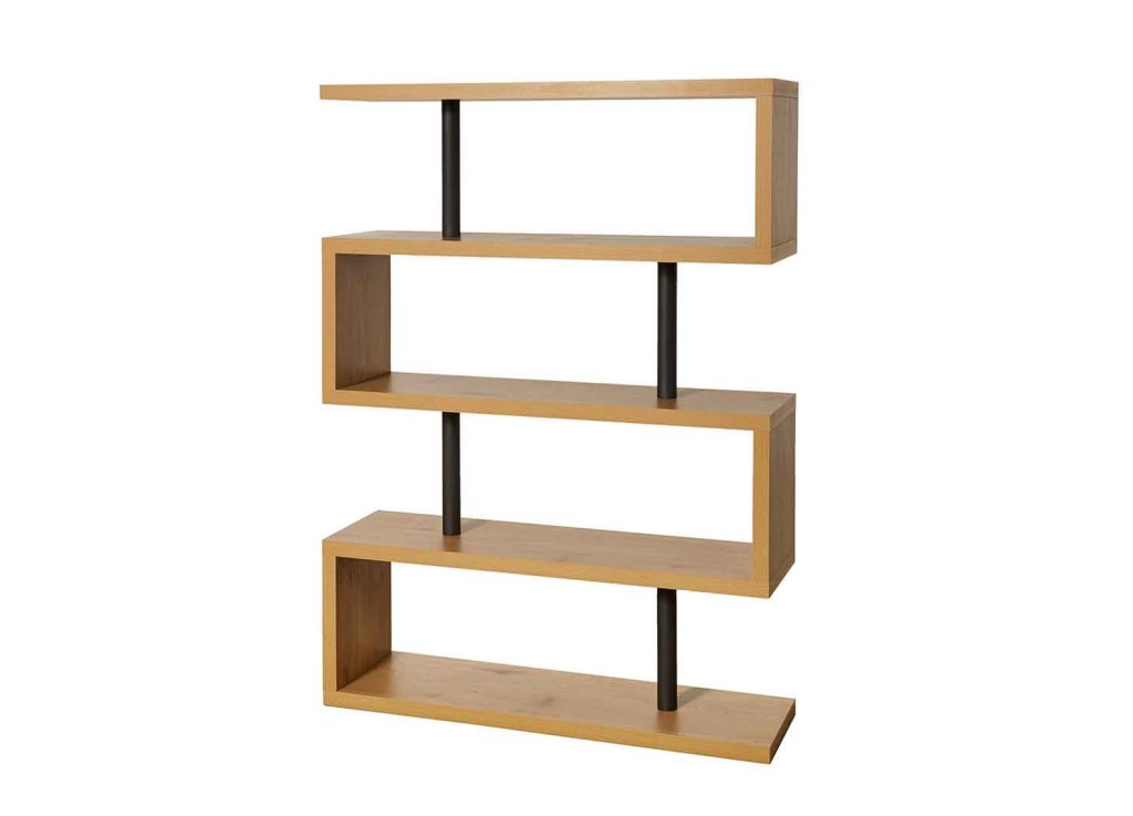 Bibliothèque étagère chêne et métal