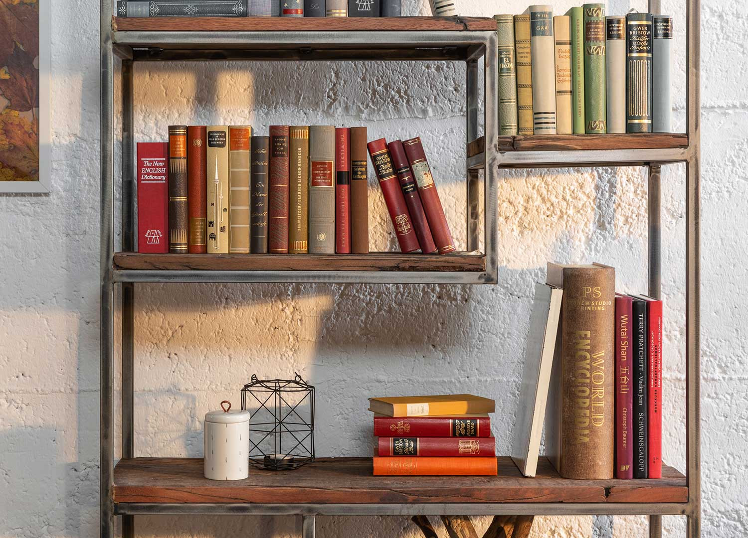Bibliothèque industrielle 186 cm bois recyclé et métal