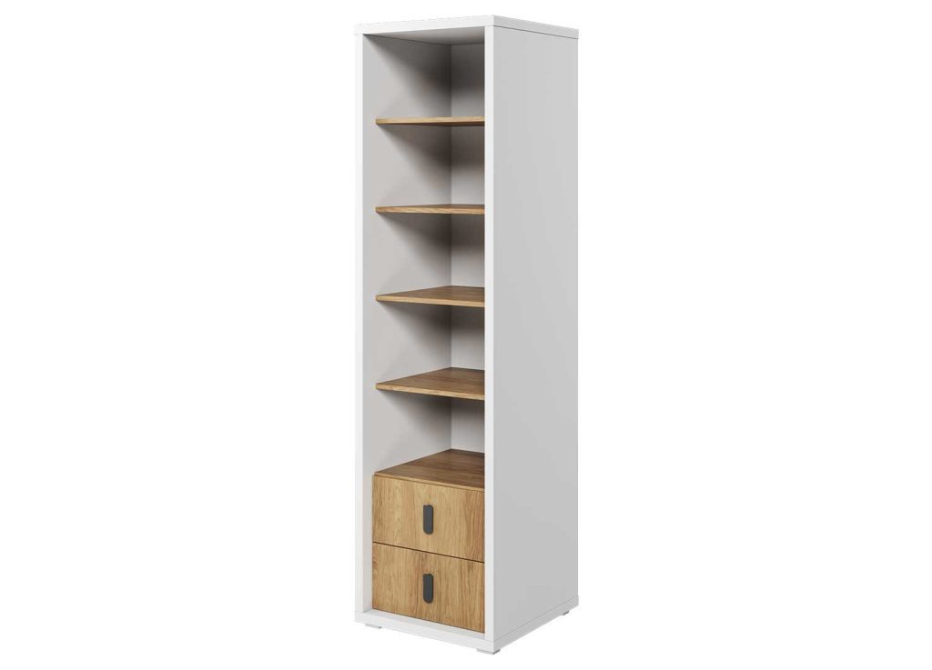 Bibliothèque meuble en bois 2 tiroirs et 5 compartiments