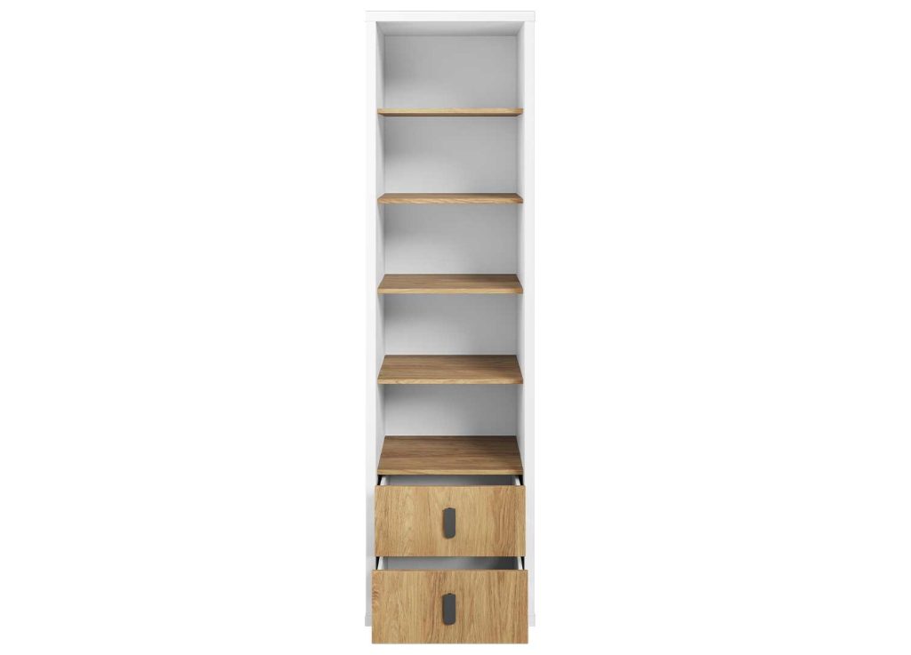 Bibliothèque meuble en bois 2 tiroirs et 5 compartiments