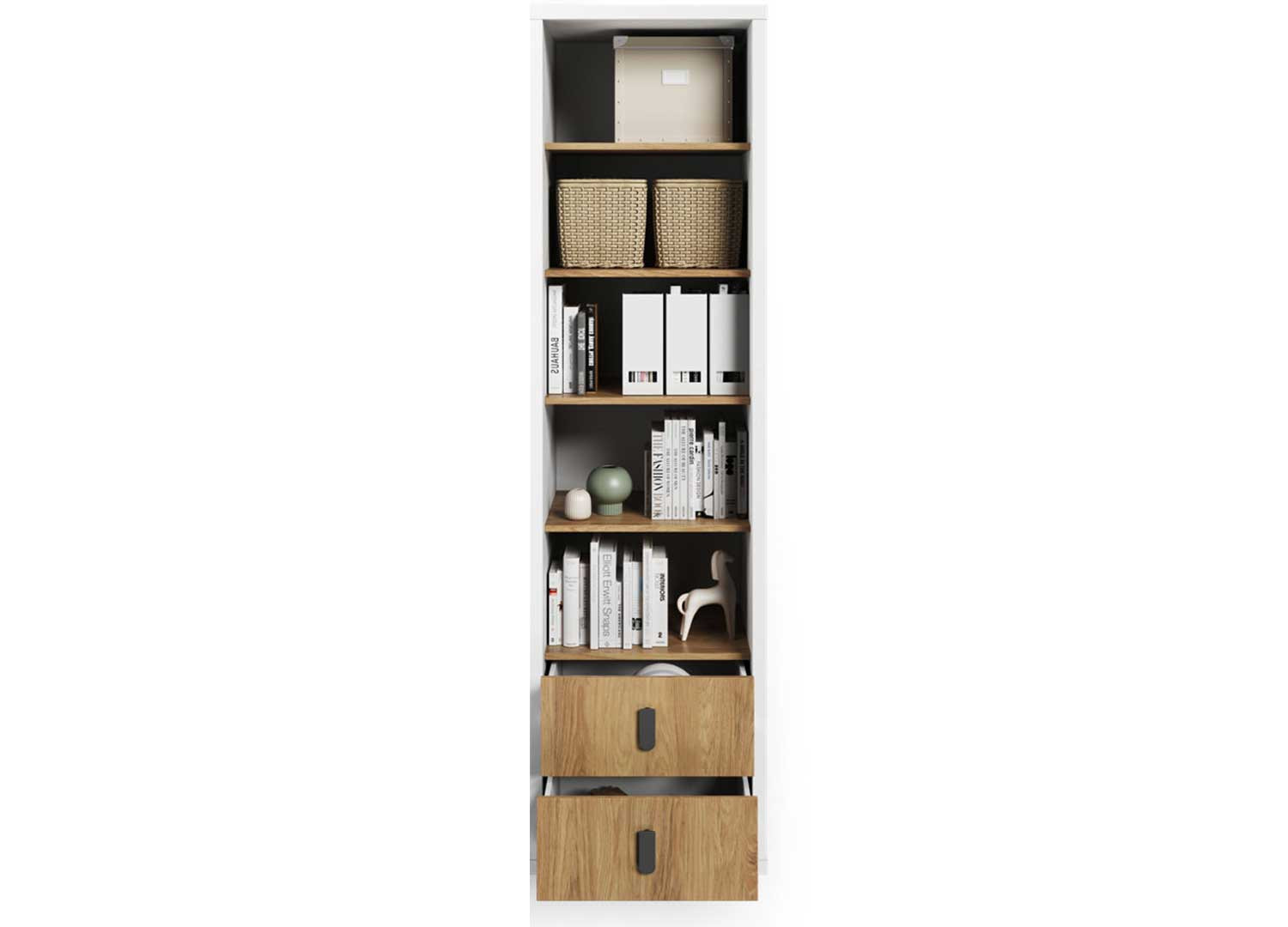 Bibliothèque meuble en bois 2 tiroirs et 5 compartiments