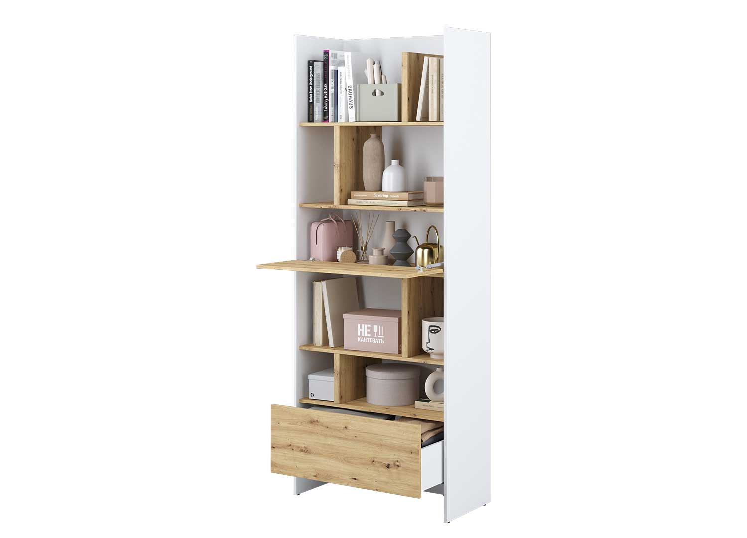 Bibliothèque moderne blanche et chêne artisan Bed Concept