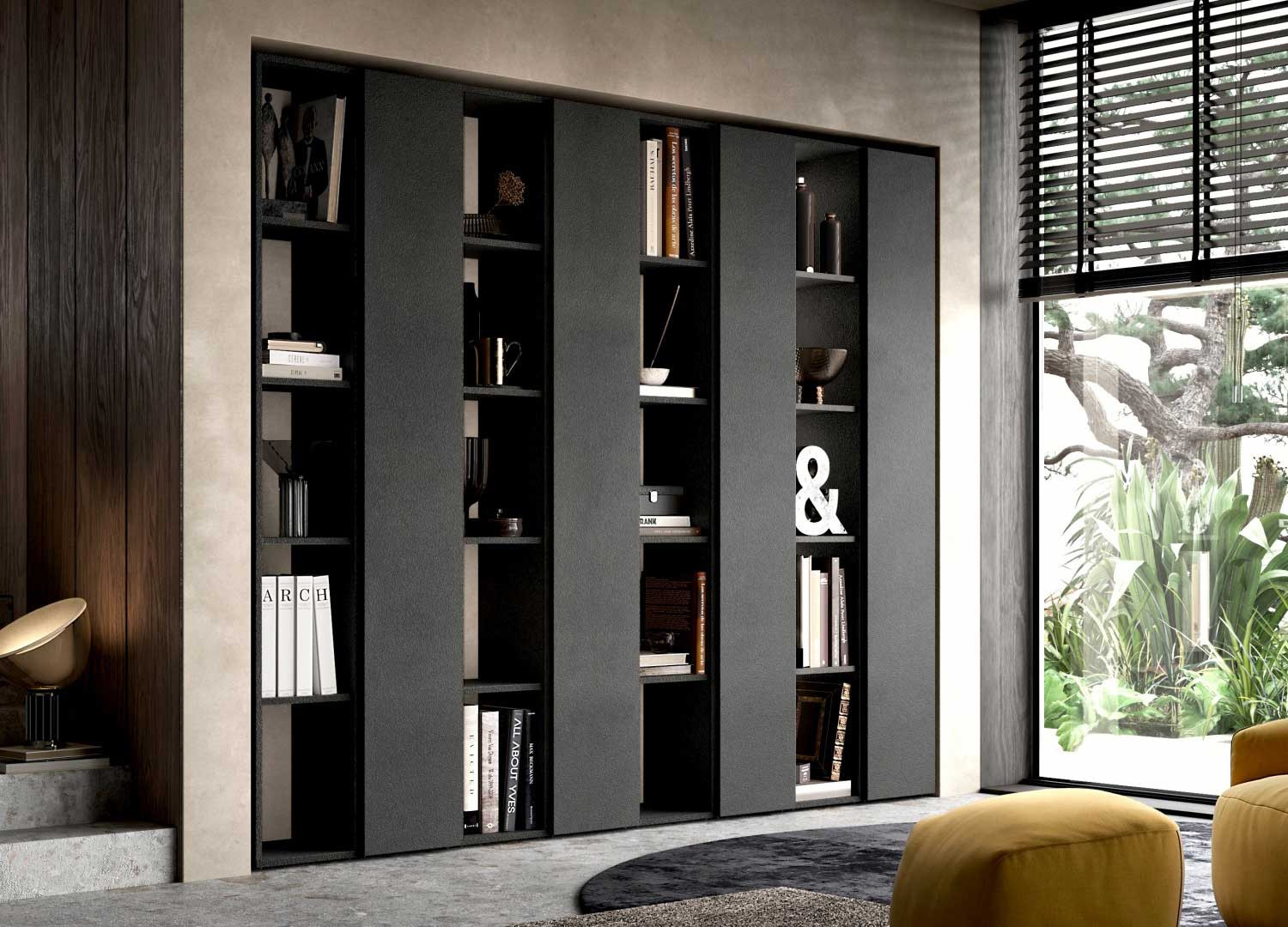 Bibliothèque mural étagère et porte 224 cm