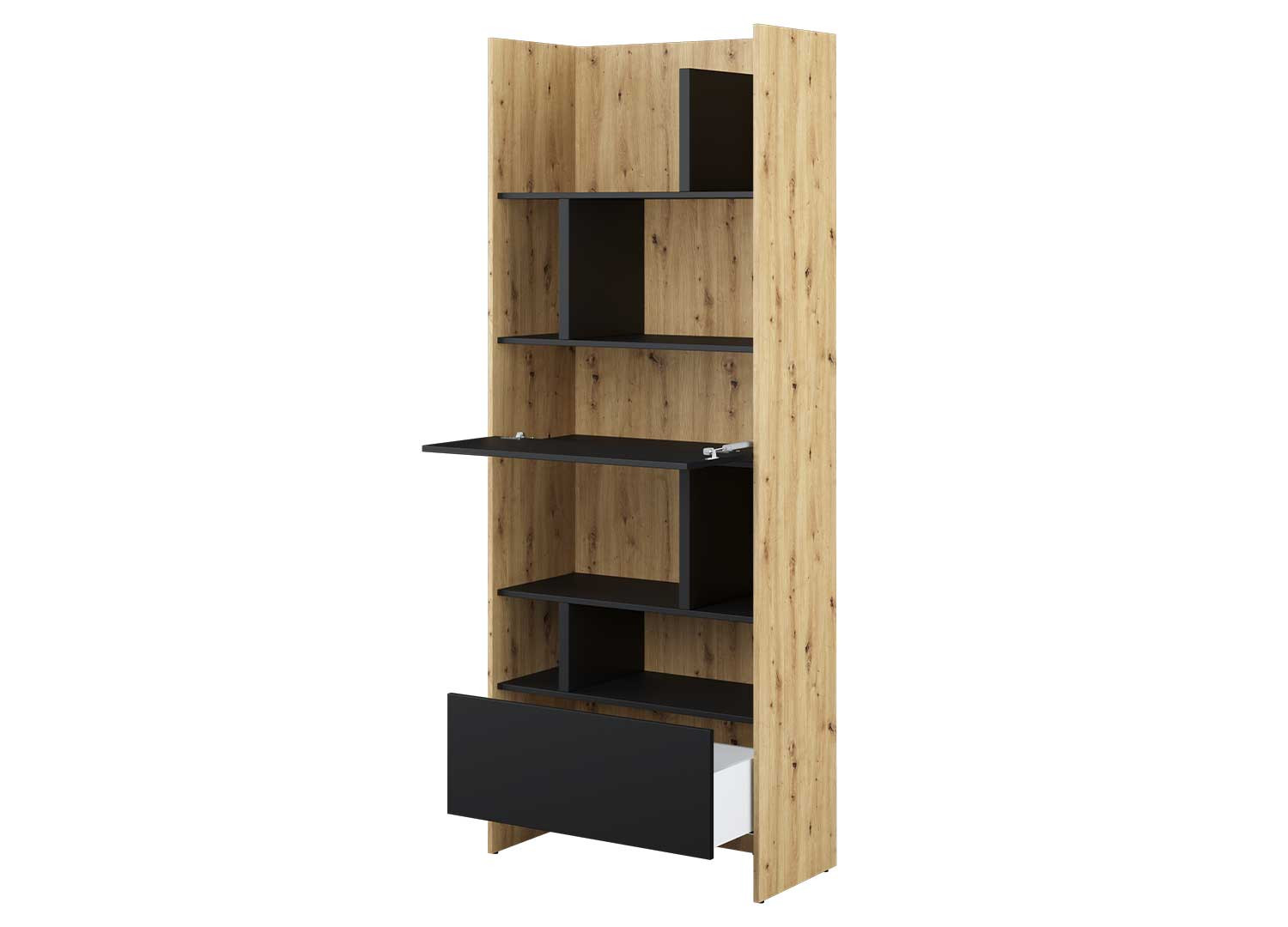 Bibliothèque rangement chêne artisan et noir Bed Concept