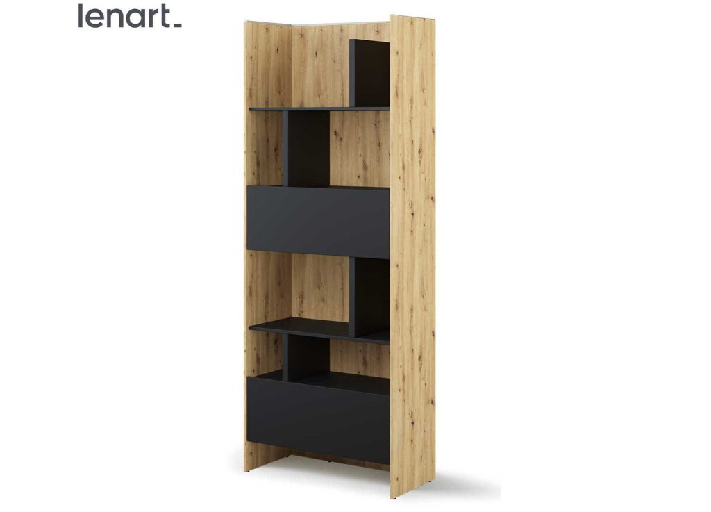 Bibliothèque rangement chêne artisan et noir Bed Concept