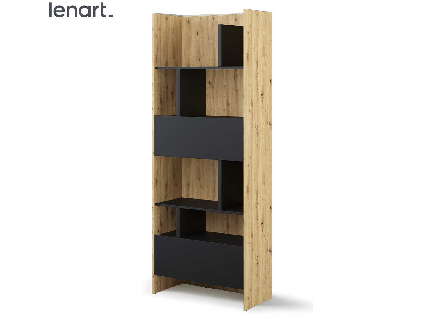 Bibliothèque rangement chêne artisan et noir Bed Concept