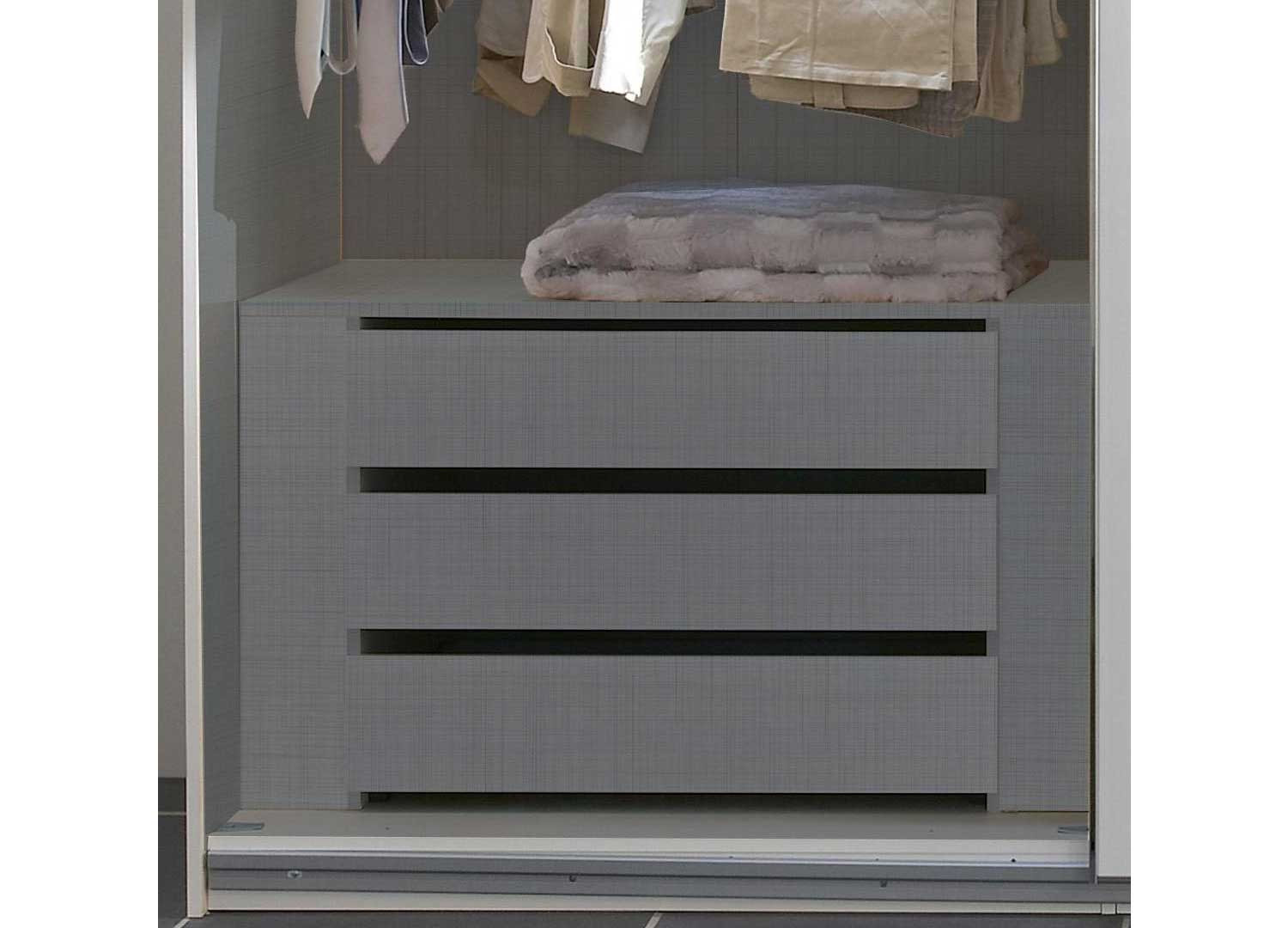 Bloc 3 tiroirs gris textile
