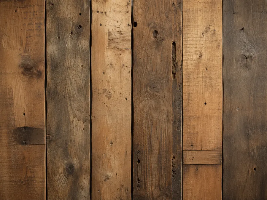 Bois recyclé : planches de bois récupérées aux teintes et veinages variés