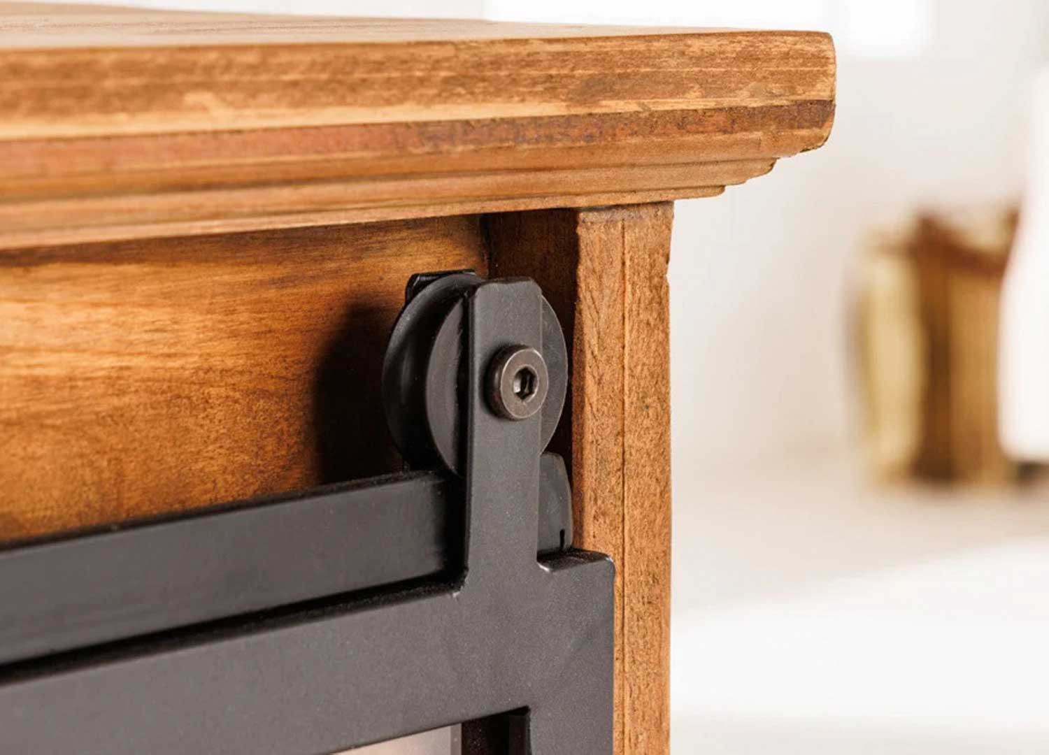 Buffet 2 portes coulissantes en verre et 6 tiroirs