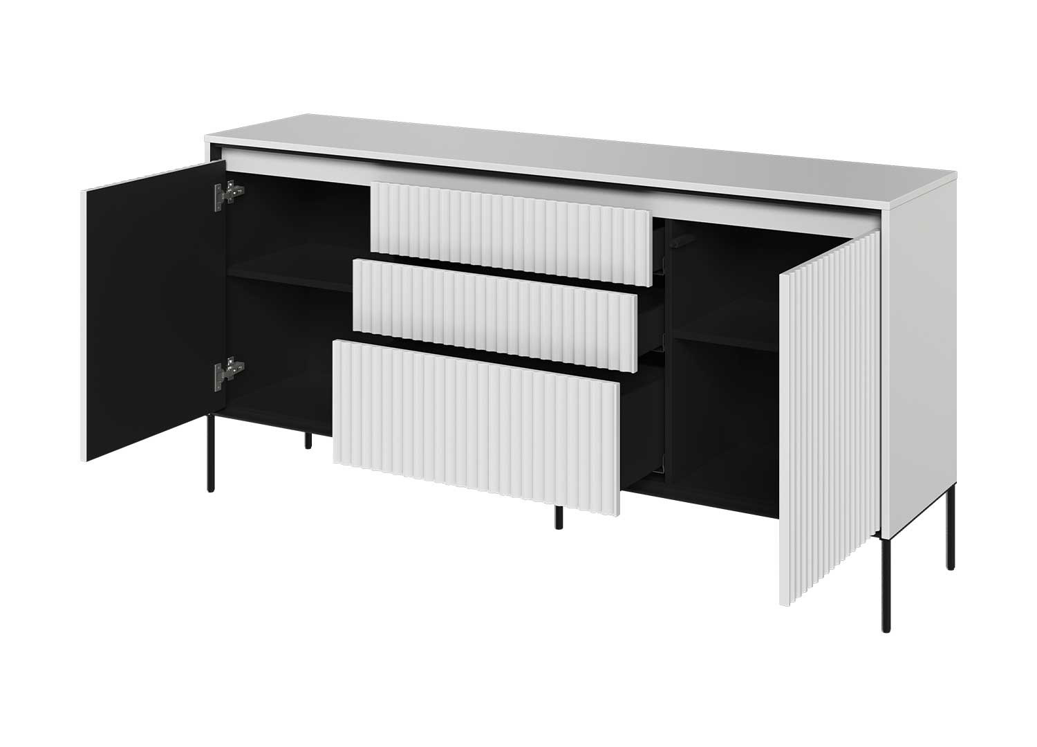 Buffet 2 portes et 3 tiroirs blanc à led 166 cm Trend