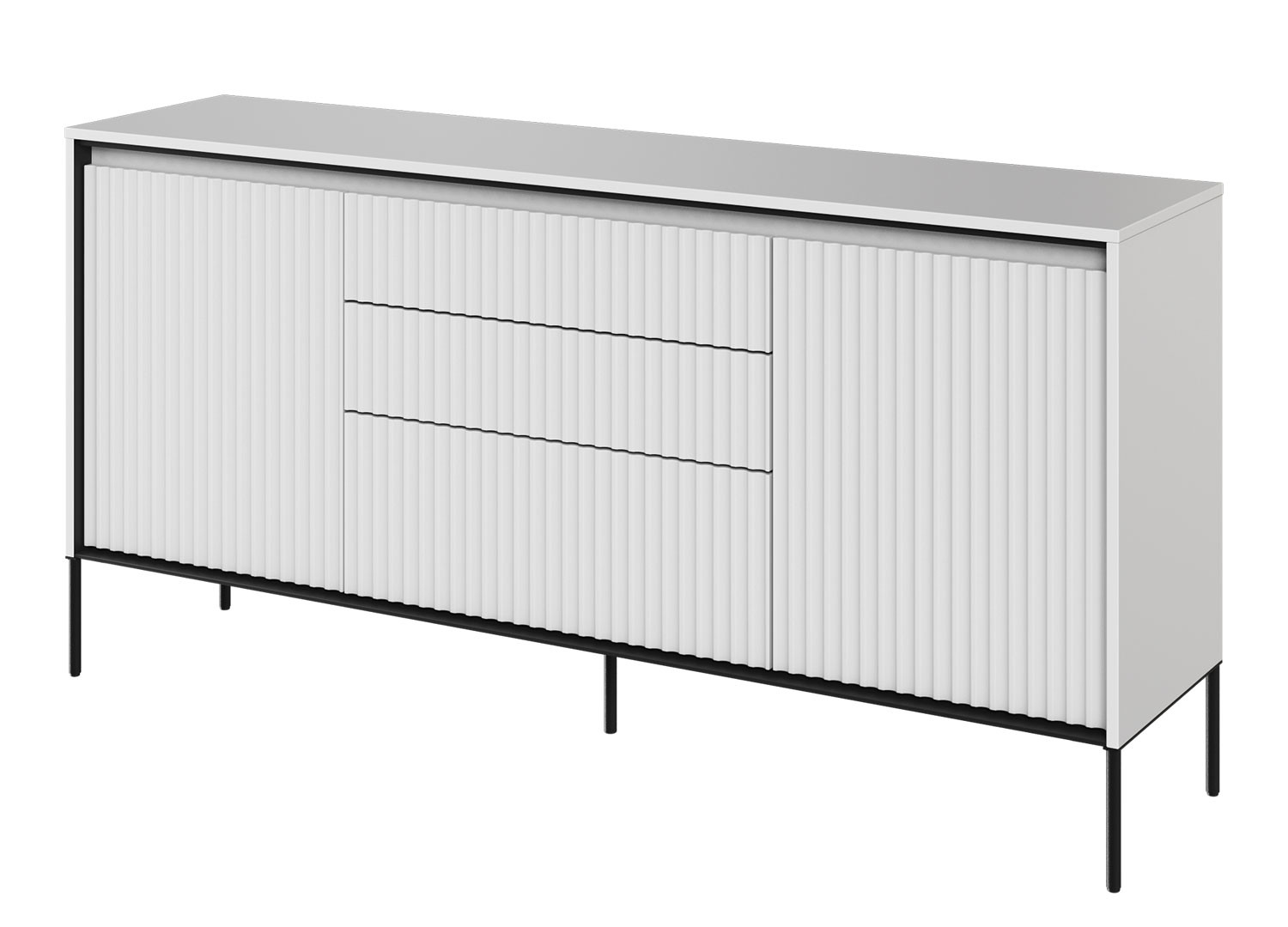 Buffet 2 portes et 3 tiroirs blanc à led 166 cm Trend